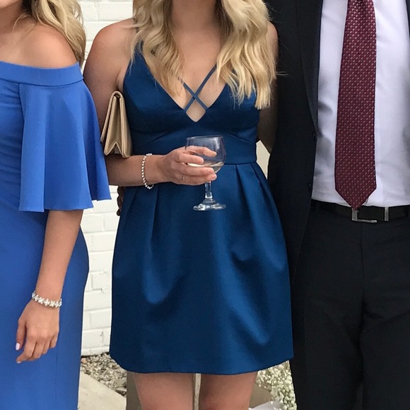 TOPSHOP Blue Structured Mini Dress - Picture 5 of 5